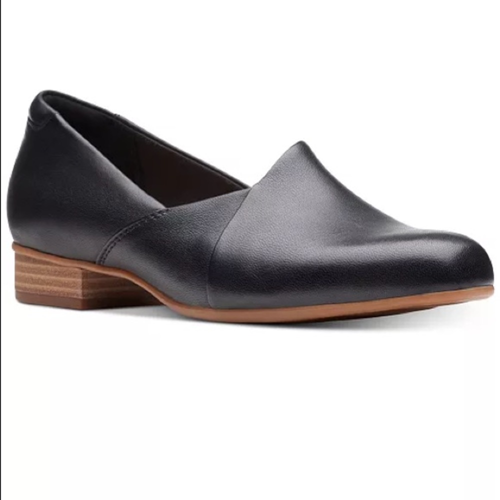 Clarks Women's Juliet Palm Black Leather Shoes Size 10W